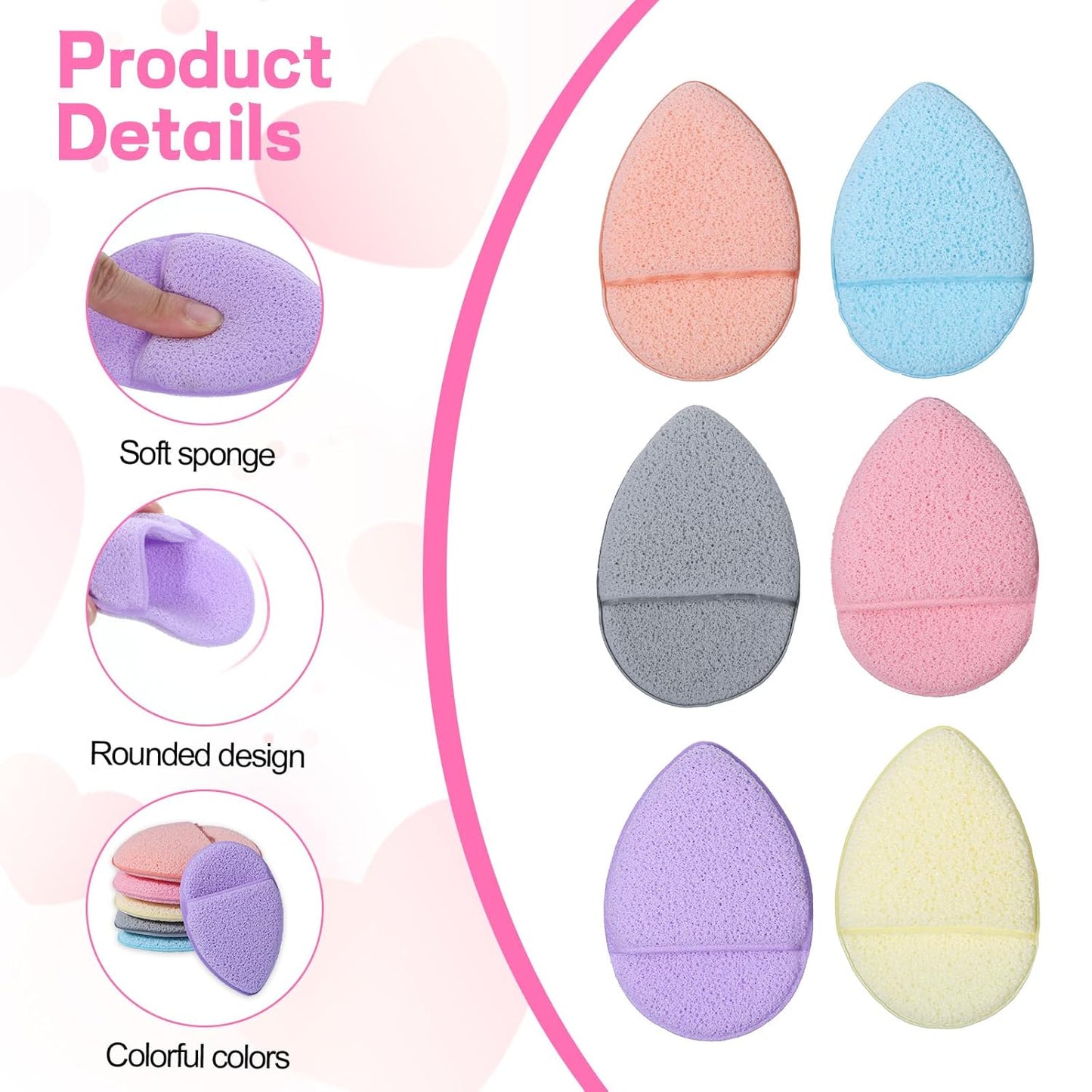 6 PCS Exfoliating Sponge for Face Reusable Facial Cleansing Sponges Makeup Remover Pads Colorful Soft Wash Puff for Daily Cleansing