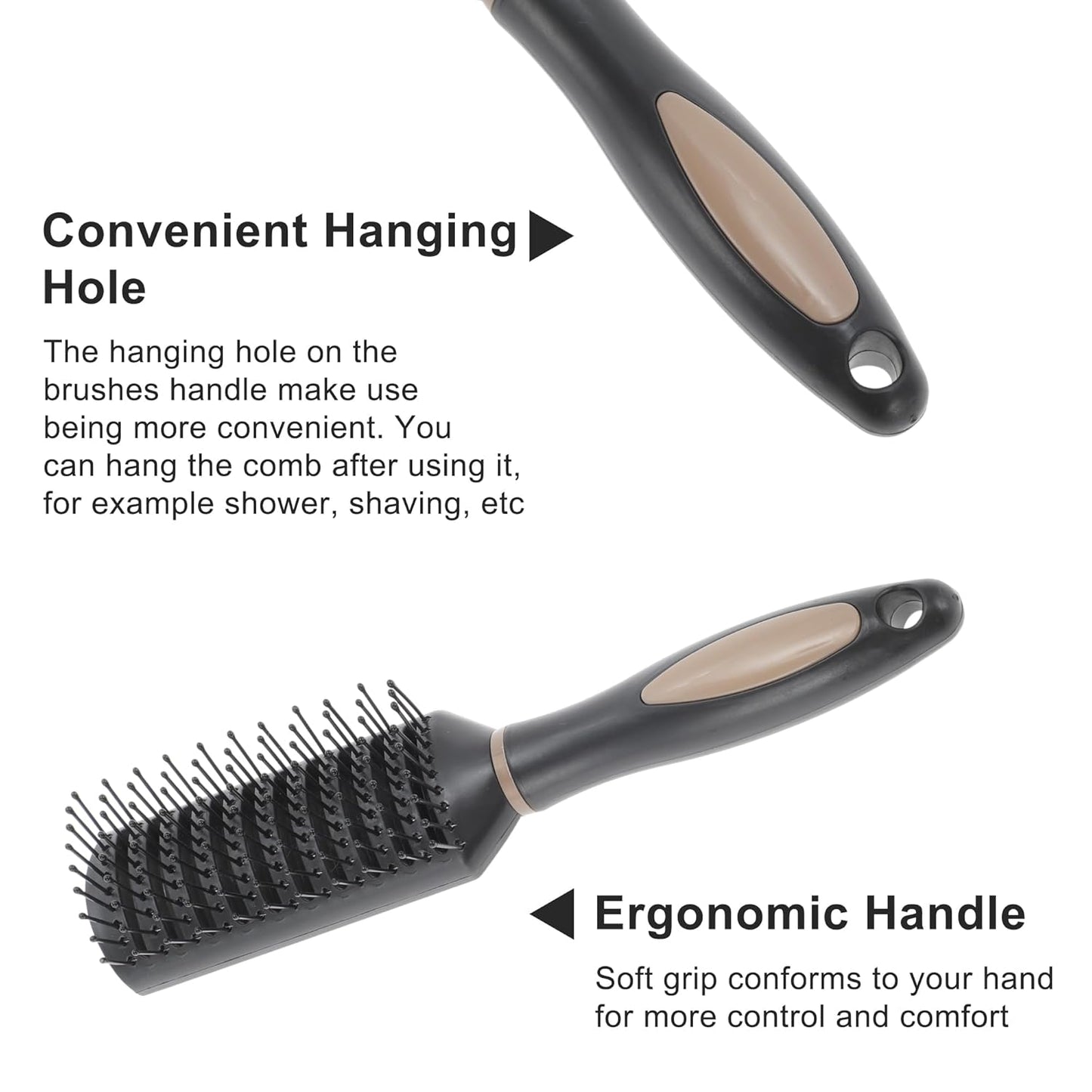 VOCOSTE Vented Hair Brush - Styling Brush with Ball-Tipped Bristles for Blow Drying Wet, Short, Curly or Straight Hair - Men and Women - Black