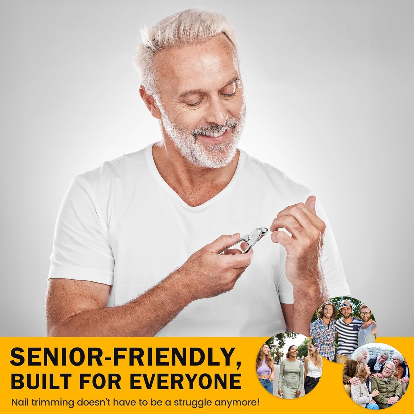 BEZOX Toenail Clippers for Thick Toenails - Comfortable Rebound Thick Spring Toe Nails Clipper for Thick Nails for Seniors, Precision Fingernail Clippers for Men and Women - Silver