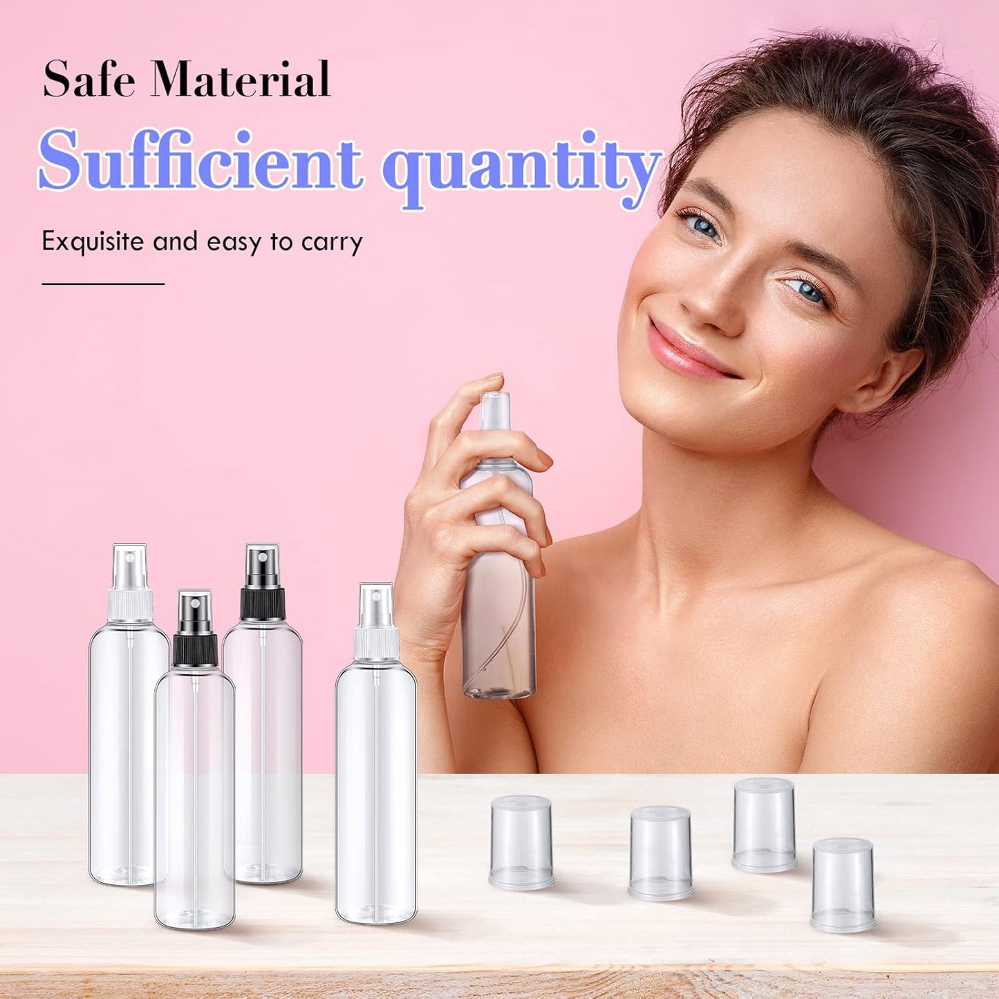 Eccliy 32 Pcs 8 oz Spray Bottles Fine Mist Cleaning Bottles Clear Empty Plastic Travel Sprayer Refillable Sprayer with Cap for Cleaning Solutions Oils Travel Perfumes(Mix,Clear)