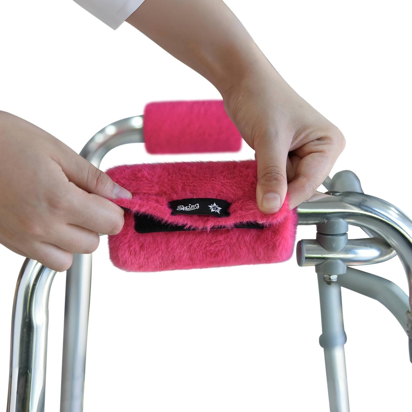 SPRING SEAON Walker Hand Pads Fluffy Walker Handle Cushions Non-Slip Universal Walker Grips Padded Hand Covers Soft Pads for Walkers for Seniors Walker Pads for Handles Folding Rolling Wheelchair, Rollator Handle, Elderly Grippers 2 Pack