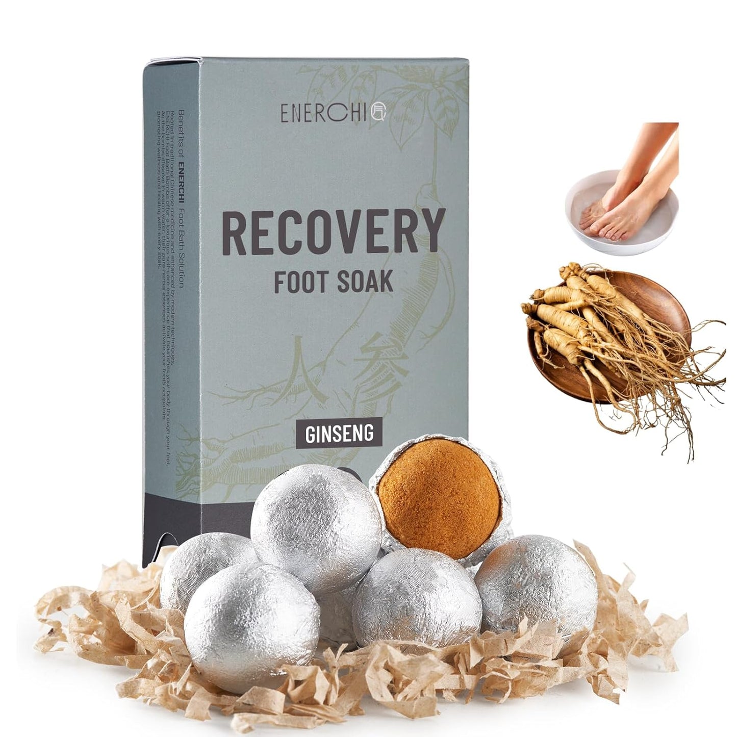 Ginseng Energy Boost Foot Soak - Tired Feet Relief, Immune Boost, Athletes Foot,Post-Workout Recovery, Promote Metabolism - Refreshing Foot Spa Chinese Herbal Medicine