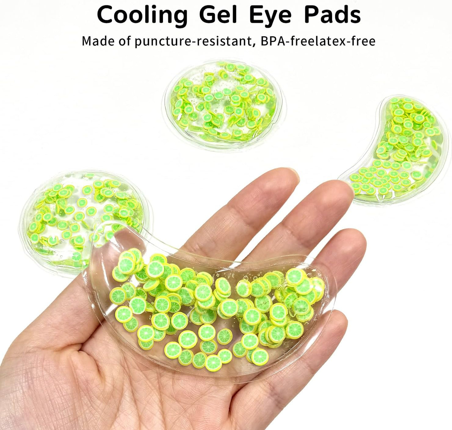 4PCS Gel Eye Ice Pack Set, Cold & Hot Compress, Reusable Cooling Gel Pads for Strain Relief, Relaxation, SPA and Sleep (4 Lemons)