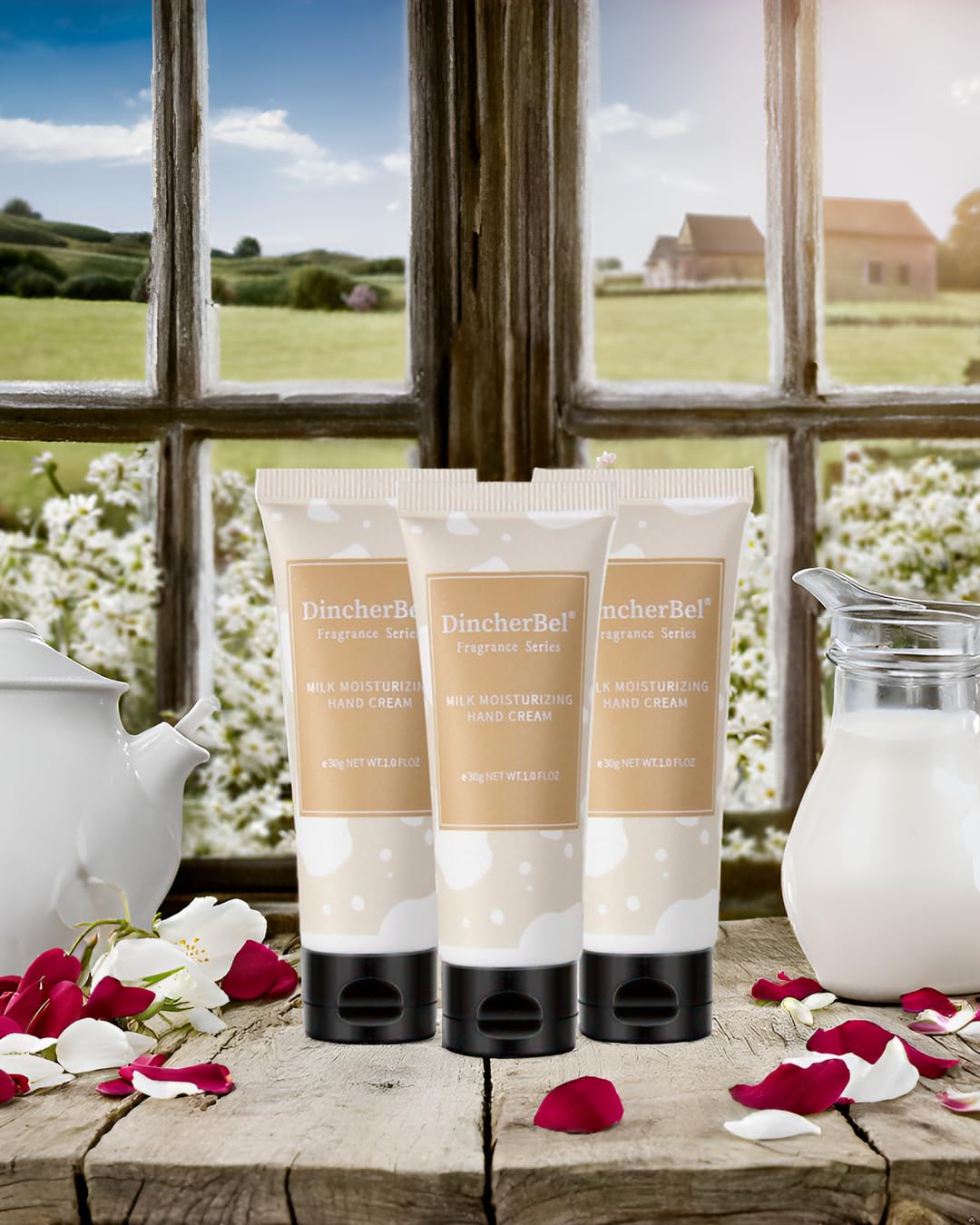 DincherBel 100 Pack Milk Moisturizing Hand Cream Set - Travel Size Non-Greasy Hand Lotion Set for Dry Skin, Instant Moisturizing Hand Cream for Women, 1.0 oz/30 ml