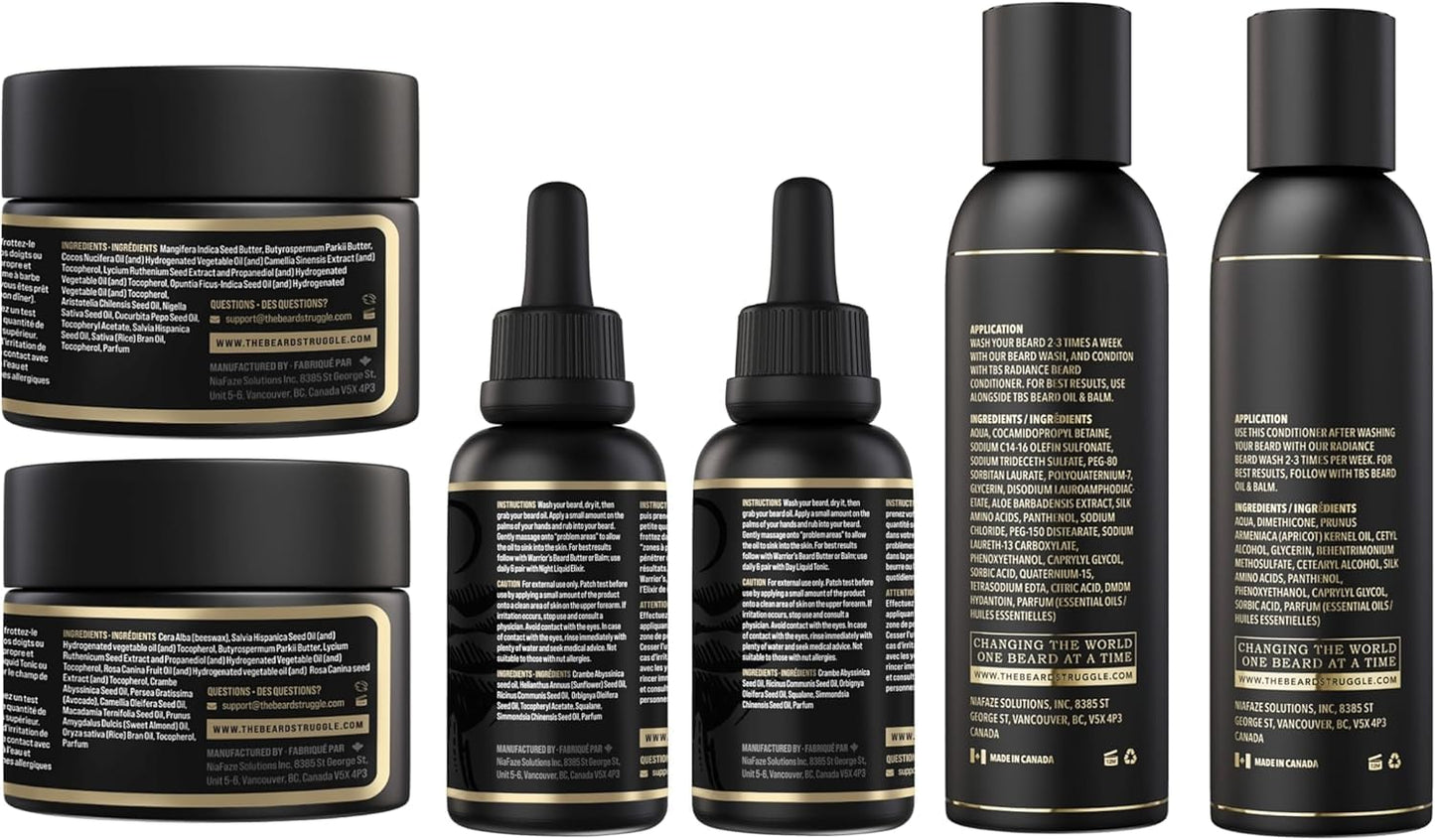 The Beard Struggle Greenlander Bundle - Beard Kit with Butter, Balm, Night Oil, Day Oil, Wash & Conditioner - Gold Collection - Asgardian Secret