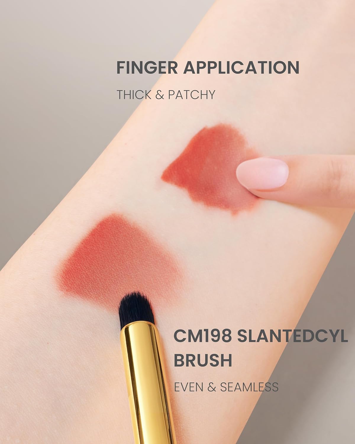 Desert Oak Series VelvetSlant Lip Artist - 45° Slanted Lip Brush for Gradient & Feathered Lips, Ultra-Soft Vegan Nylon, Bubinga Wood Handle (CM 198)