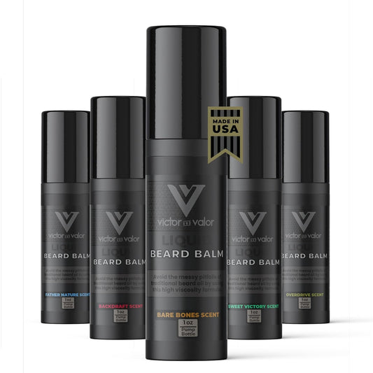 Liquid Beard Balm - Nine Moisturizing Oils Including Shea Butter & Vitamin E - High Viscosity Formula Helps Condition and Style - Men's Grooming (1 Ounce, Bare Bones)