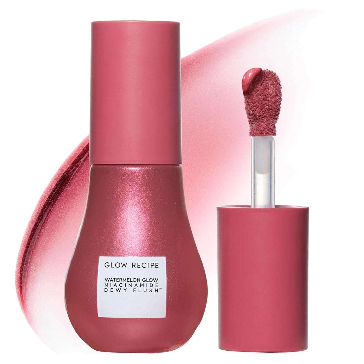 Glow Recipe Niacinamide Dewy Flush Tinted Liquid Blush Serum - Glowy Blush for Cheeks to Smooth, Hydrate & Brighten - Liquid Korean Makeup with Buildable, Warm Berry Plum Tint - Berry Flush (0.4 oz)