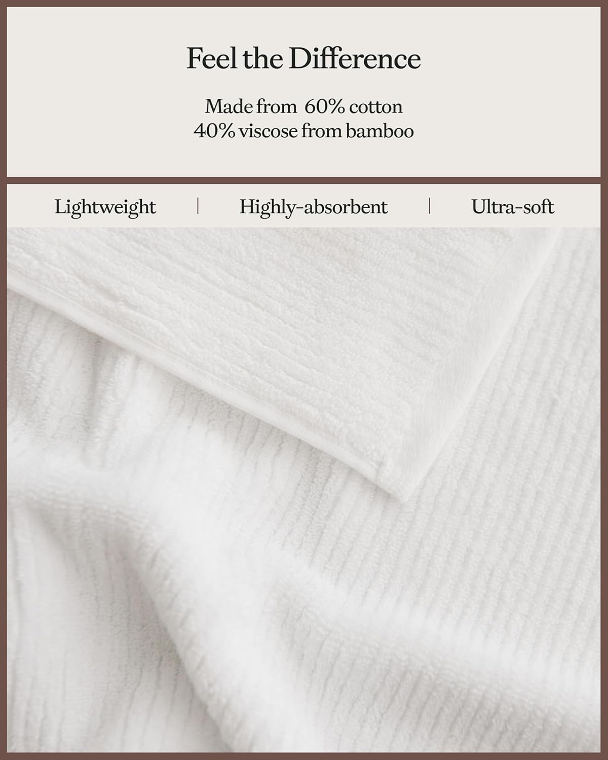 Cozy Earth Ribbed Washcloth Set - 60% Cotton 40% Viscose from Bamboo Bathroom Washcloths - Soft & Absorbent Textured Ribbed Pattern - 4 Pack White