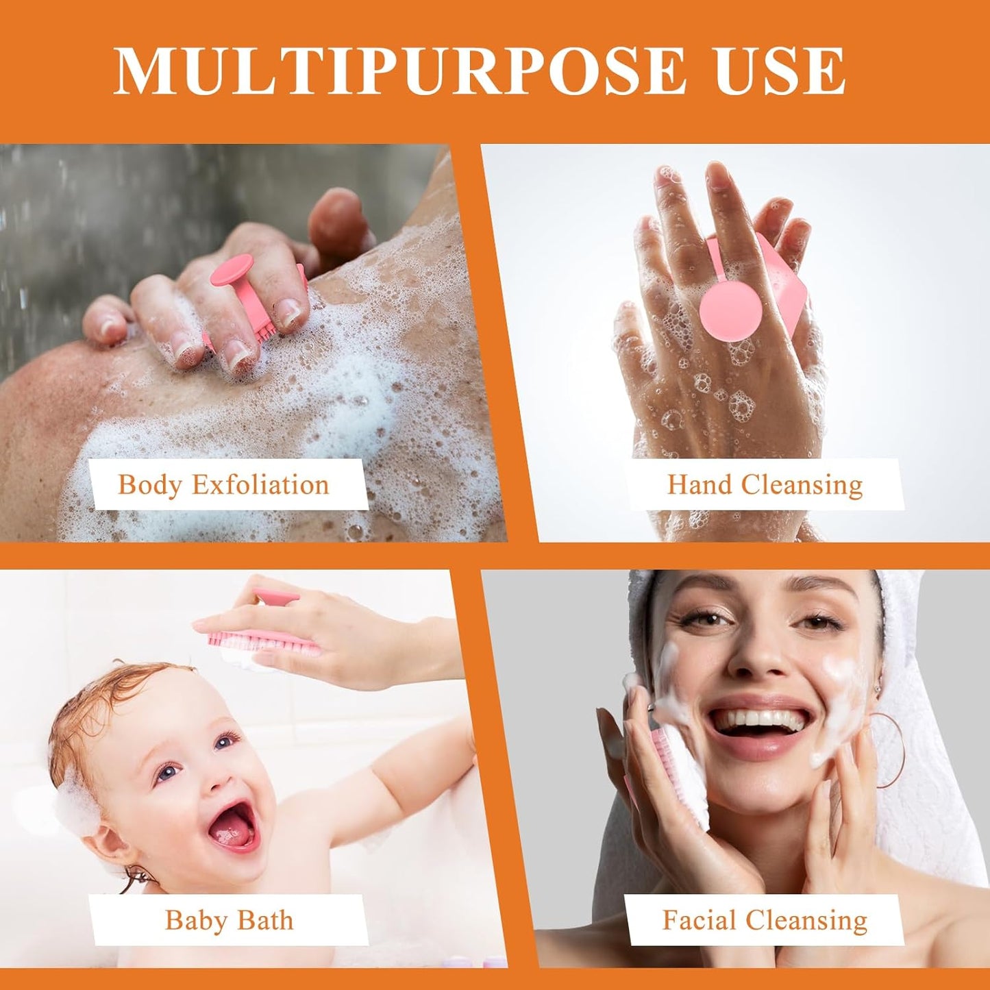 VWMYQ Silicone Face Scrubber for Men, Gentle Exfoliator Pad & Massager, Facial Cleansing Brush Silicone Face Wash Brush Removes Dead & Dry Skin（Pink）