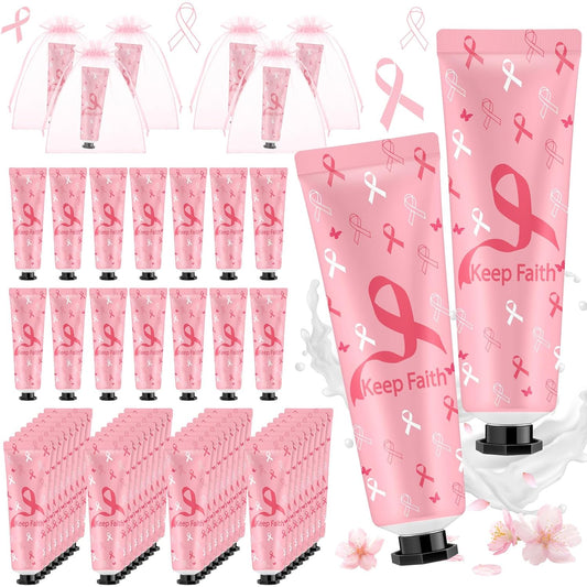 48 Sets Breast Cancer Awareness Pink Ribbon Hand Cream Gifts Bulk Baby Shower Hand Cream Travel Size Lotion Bulk Fall Thanksgiving Party Supplies Favors Birthday Wedding for Guest