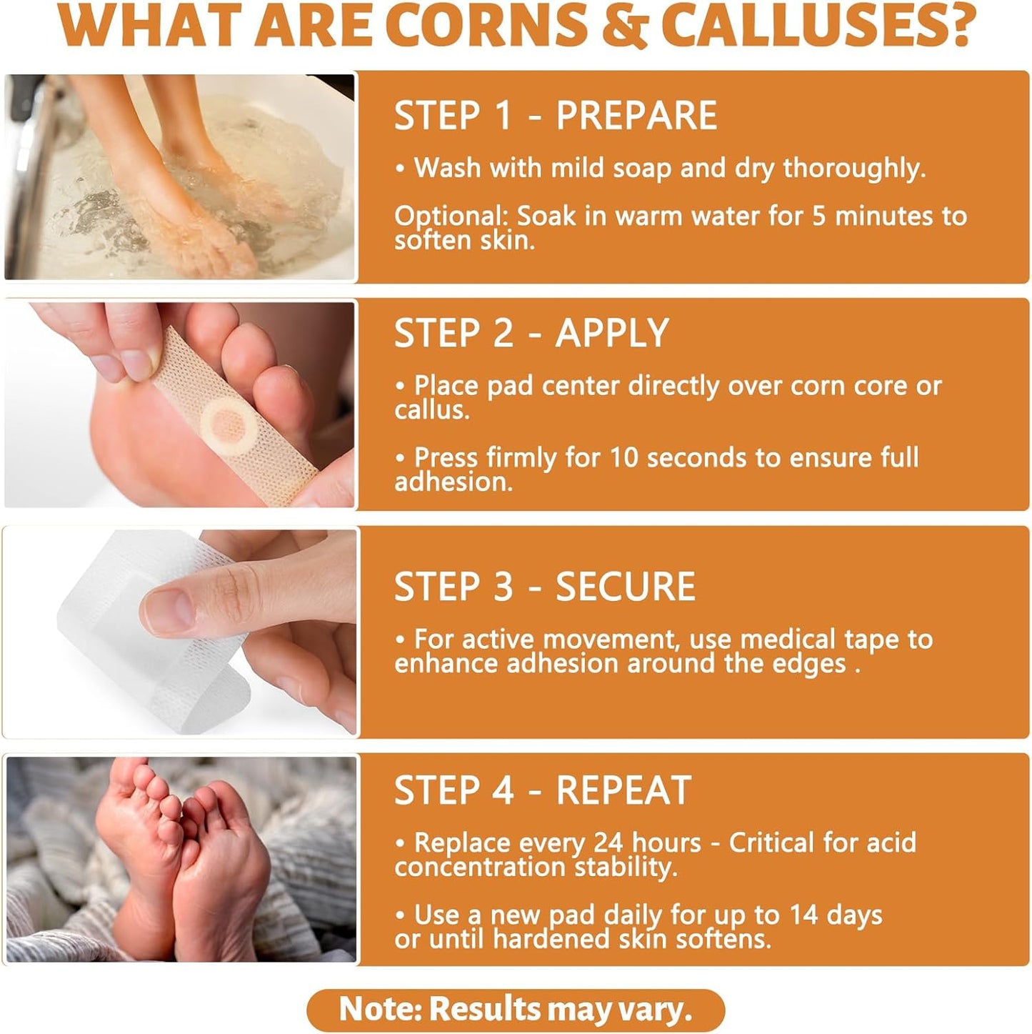 Corn Remover Pads for Feet & Toes - 30 Medicated Patches with 40% Salicylic Acid | Extra Strength Callus Treatment for Small Corns & Calluses, All-Day Adhesive Protection for Active Adults