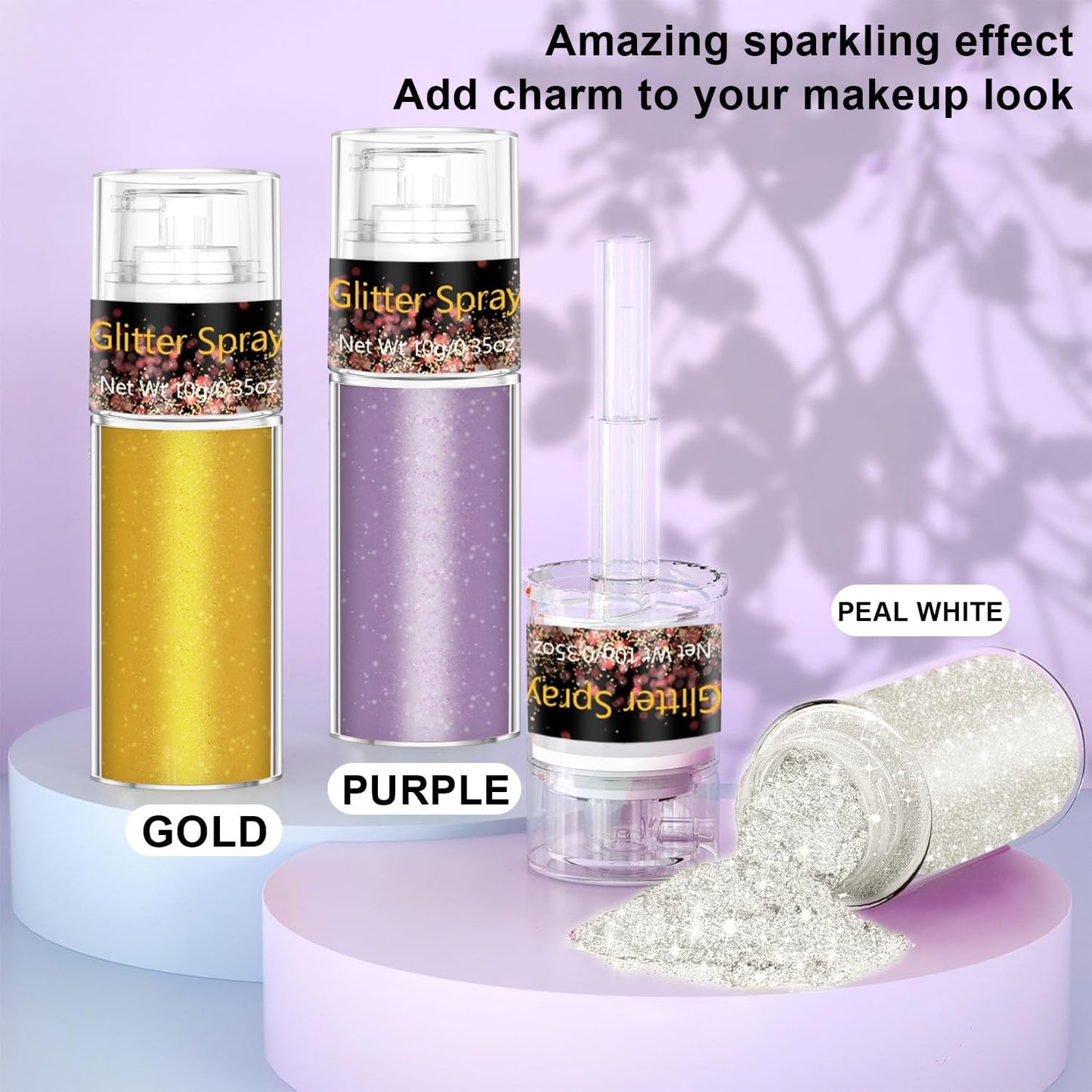 Hair and Body Glitter Spray, 1PC Glitter Hairspray Dry Powder Makeup for Clothes, Festival Rave Prom Loose Sparkle Powder,Holographic Ultra Fine Resin Glitters for Crafts (Peal White)
