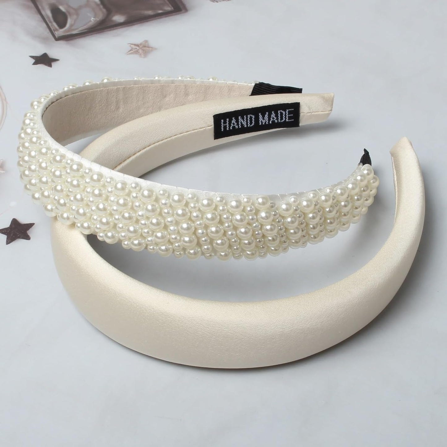 5PK White Pearl Headbands for Women Girls Cute Pearl dainty Headbands Bling Faux Pearls Hairbands Wedding Hair Accessories hair hoop headband
