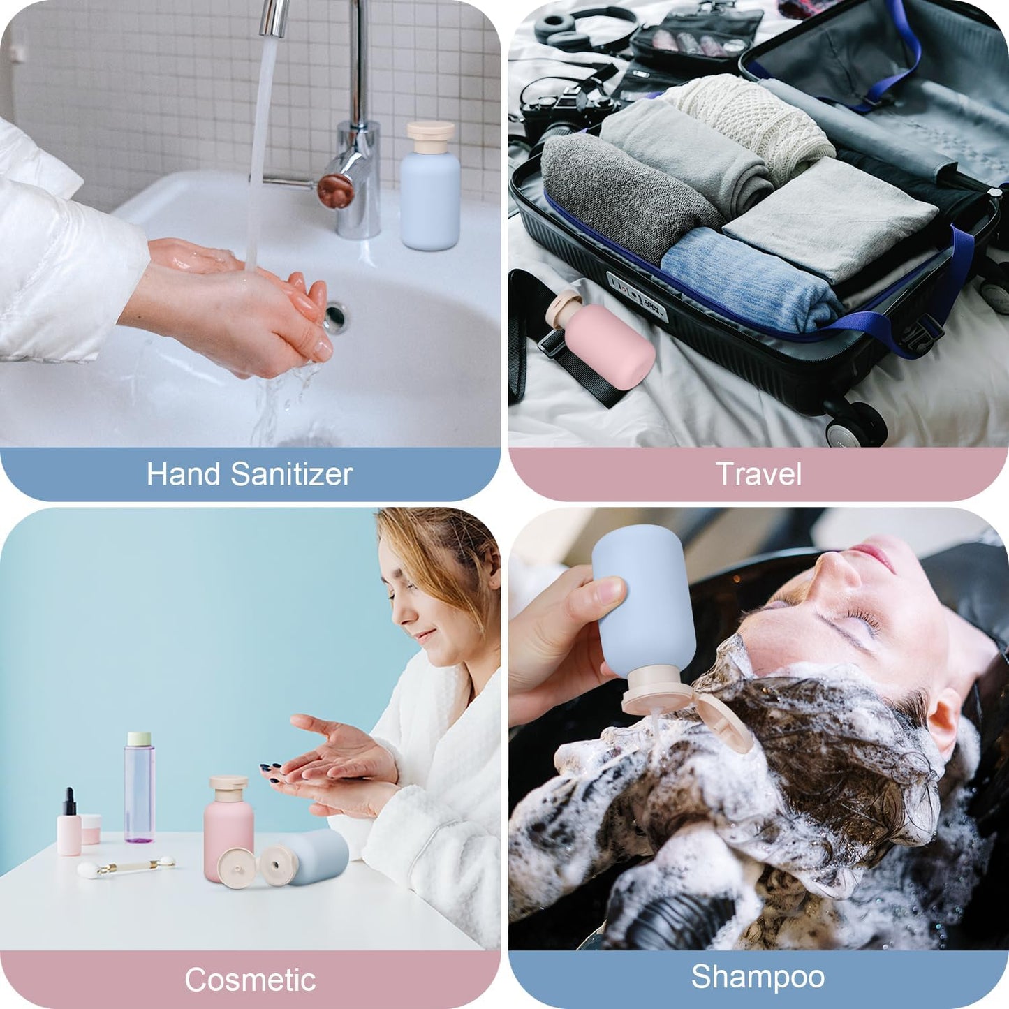 Travel Shampoo Bottle, Empty Plastic Squeeze Bottles 3.4oz with Flip Cap, Lotion Container for Toiletries