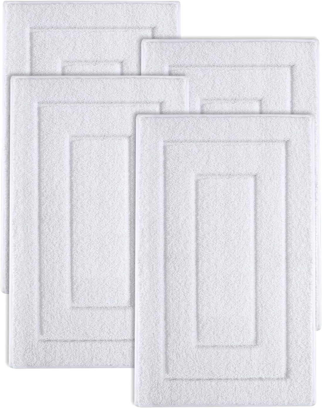 DEXI Bathroom Rug Set 4 Piece 32x20, Non Slip Washable Bath Mat for Shower Floor, Absorbent Soft Bathmat with Rubber Backing, Quick Dry Microfiber Carpet, White