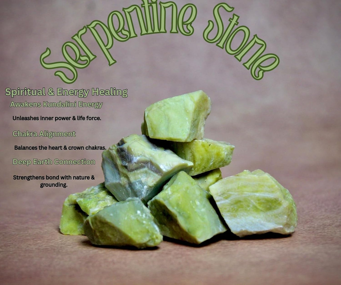 Serpentine Raw Crystals Natural Healing Stones for Kundalini Awakening, Chakra Balancing, Meditation, Reiki, Energy Work, Wire Wrapping & Spiritual Home Decor