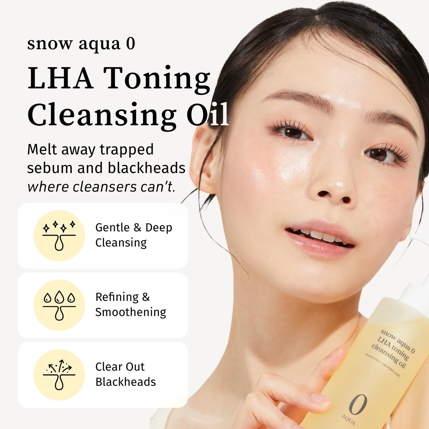 NOONI Korean Cleansing Oil - Snow Aqua 0 LHA Toning Cleansing Oil | Makeup Blackhead Remover, Pore Control, Glass Skin, Help Control Sebum, Revitalizing, Moisturizing, Korean Skin Care, 6.76 Fl Oz