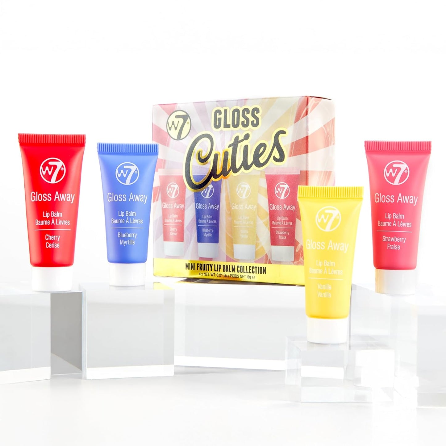 W7 Gloss Cuties - Mini Fruity Lip Balm Collection - Hydrating & Tinted Lip Balms - Stocking Stuffer