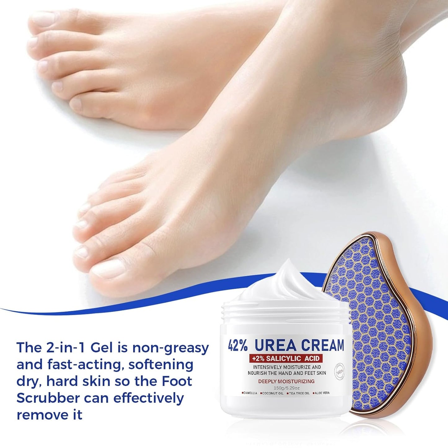 OUKEYA Urea Cream 42 Percent for Foot & Hand Cream with Foot Files for Dry Cracked Urea Lotion for Feet Maximum Strength Foot Cream for Dry Cracked Treatment