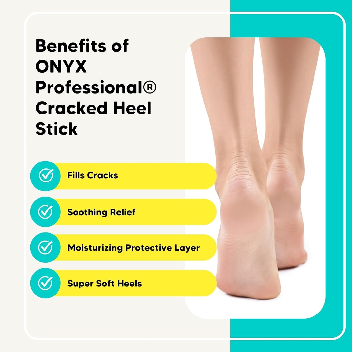 Onyx Professional Cracked Heel Repair Balm Stick for Dry Cracked Feet Treatment, Orange Scent, 2 pack - Moisturizing Foot Balm, Rolls On, No Mess Like Foot Cream or Foot Lotion, Heel Treatment