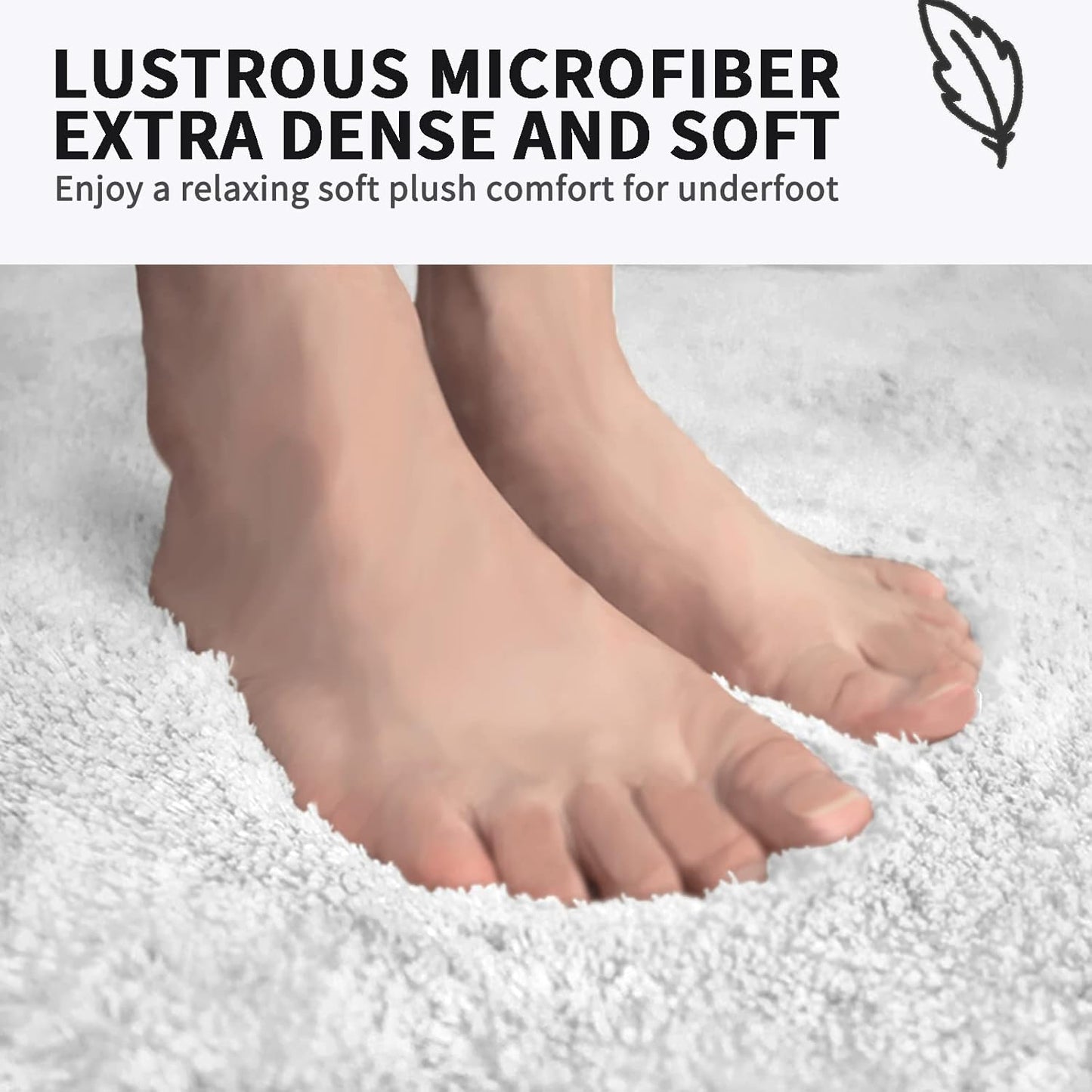 FIFU Bathroom Runner Rug 24" W x 60" L, Bath Mats for Bathroom, Bedroom & Kitchen, Non-Slip Rubber Latex Backing, Comfort & Soft Shower Bathmat & Carpet for Sink, Home & Hallways, White