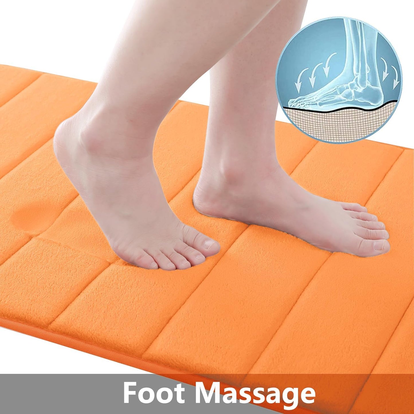 Buganda Memory Foam Bath Mat, 60" x 24", Ultra Soft and Non-Slip Bathroom Rugs, Water Absorbent and Machine Washable Bath Rug Runner for Bathroom, Shower, and Tub, Orange