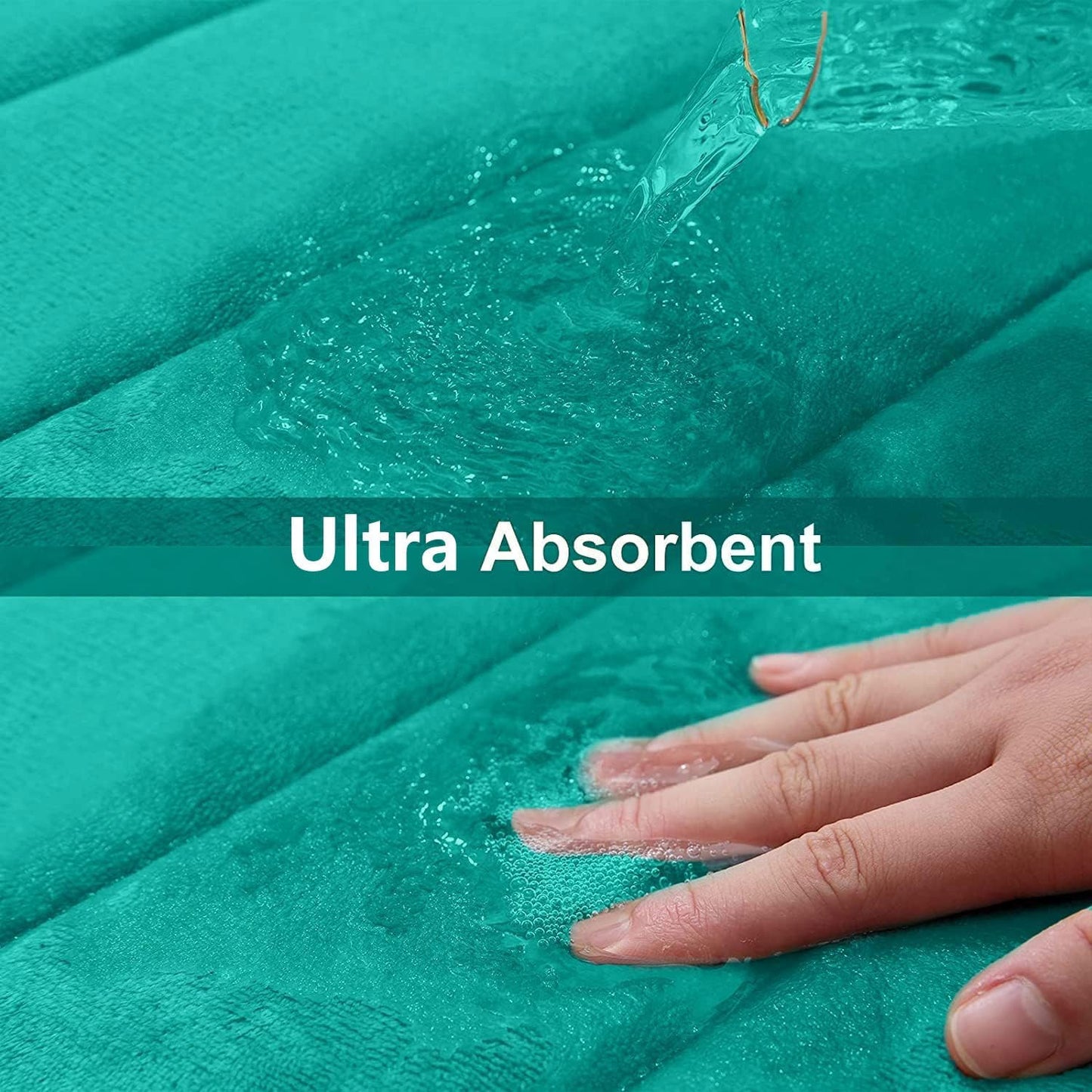 Buganda Memory Foam Bath Mat, 24" x 16", Ultra Soft and Non-Slip Bathroom Rugs, Water Absorbent and Machine Washable Bath Rug for Bathroom, Shower, and Tub, Teal