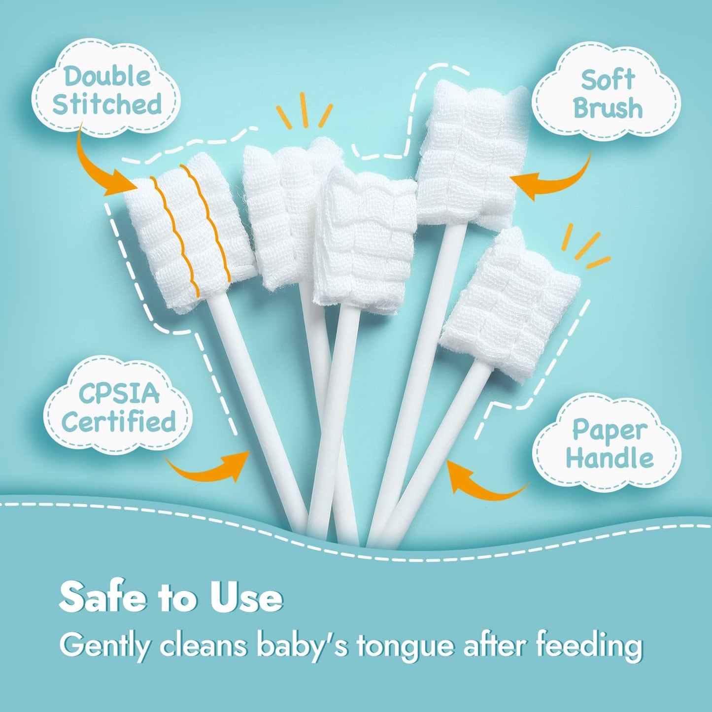 Papablic Baby Tongue Cleaner, Baby Oral Cleaner, Disposable Infant Mouth Cleaner Newborn, Upgrade Gum Cleaner with Paper Handle or Infants Ages 0-2 Years, 100 Pack