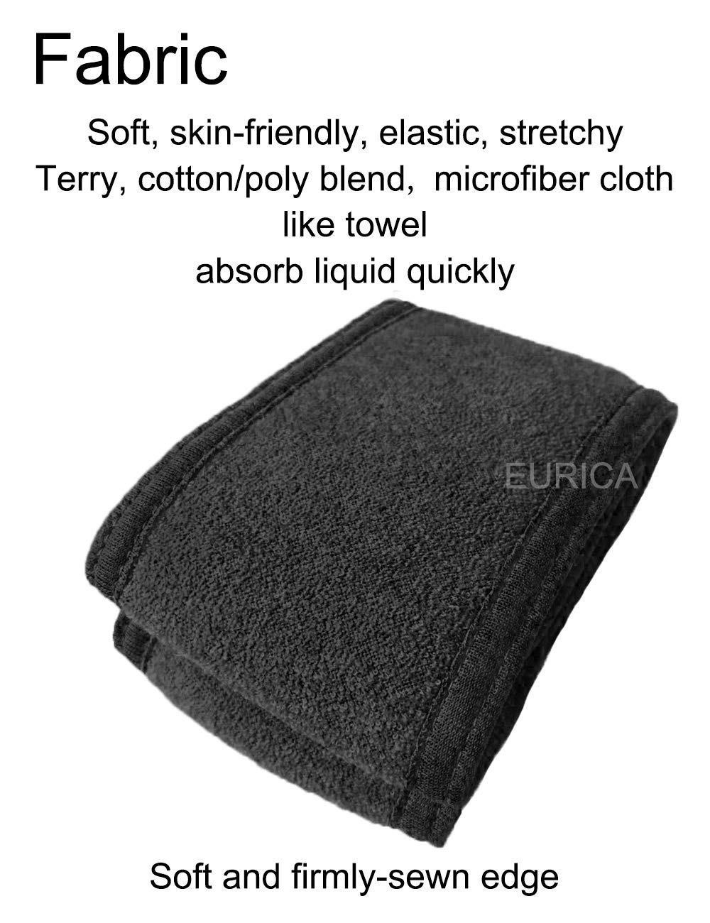 EUICAE Spa Headband 5-Pack Black Sweat Head Towel Wraps - Non-slip Stretchable, Washable for Makeup, Face Wash, Facial Treatment, Sports