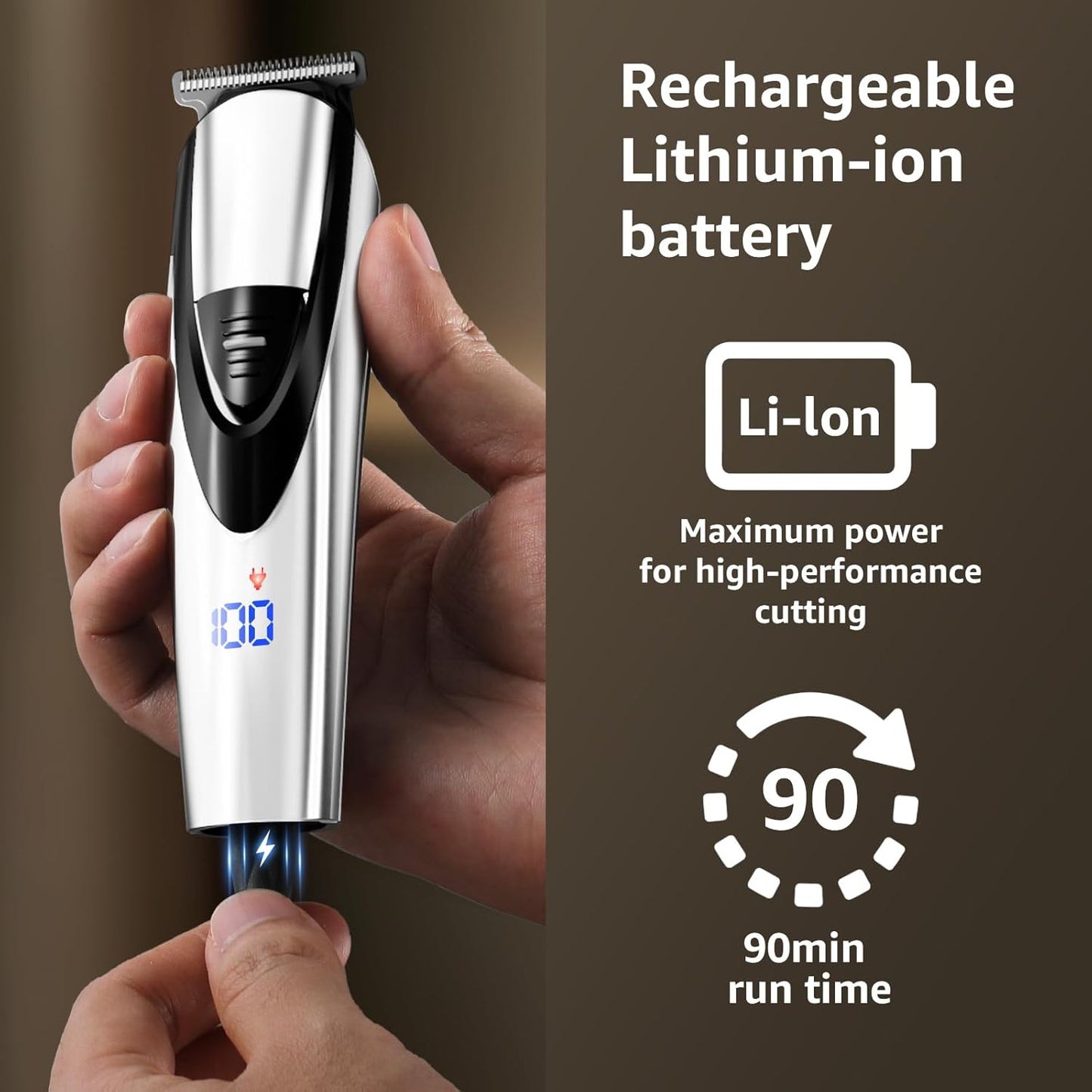 SHPAVVER Electric Beard Trimmer for Men: 16-in-1 Professional Barber Hair Clippers - Cordless Grooming Kit - Turbo Speed & Precision Blades, Silver