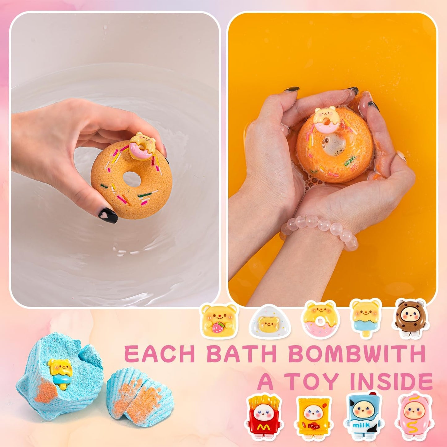 Bath Bombs Gifts Set, BusyMouth 9pc Kids Bath Bombs with Surprise Toys | Non-Toxic Bubble Bath | Birthday Gift Set for Girls & Boys Ideal Gift for Mother's Day Valentines