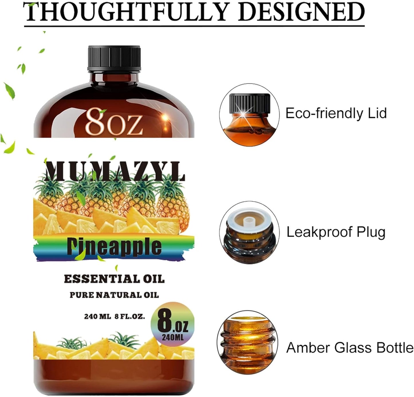 Pineapple Essential Oil, Pineapple Oil 8 Fl Oz 240ML for Diffuser Humidifier Yoga Cleaning DIY Candle Soap Making Essential Oils