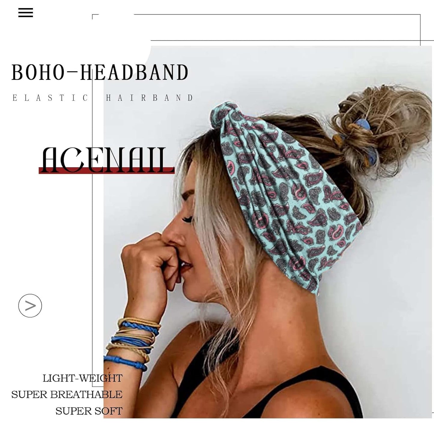 Acenail Wide Headbands Women Knotted Turban Headband Elastic Non Slip Hairbands Floral Workout Head Bands Yoga Cotton Hair Scarfs Boho Head Wraps Fashion Hair Accessories for Women 4Pcs(Chic)