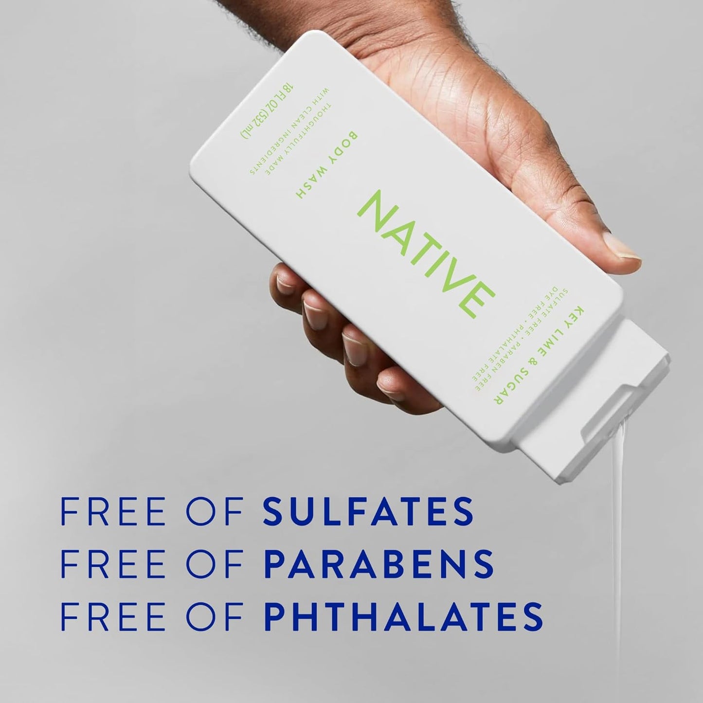 Native Body Wash Contains Naturally Derived Ingredients | For Women & Men, Sulfate, Paraben, & Dye Free Leaving Skin Soft and Hydrating | Key Lime & Sugar 18 oz - 2 Pk