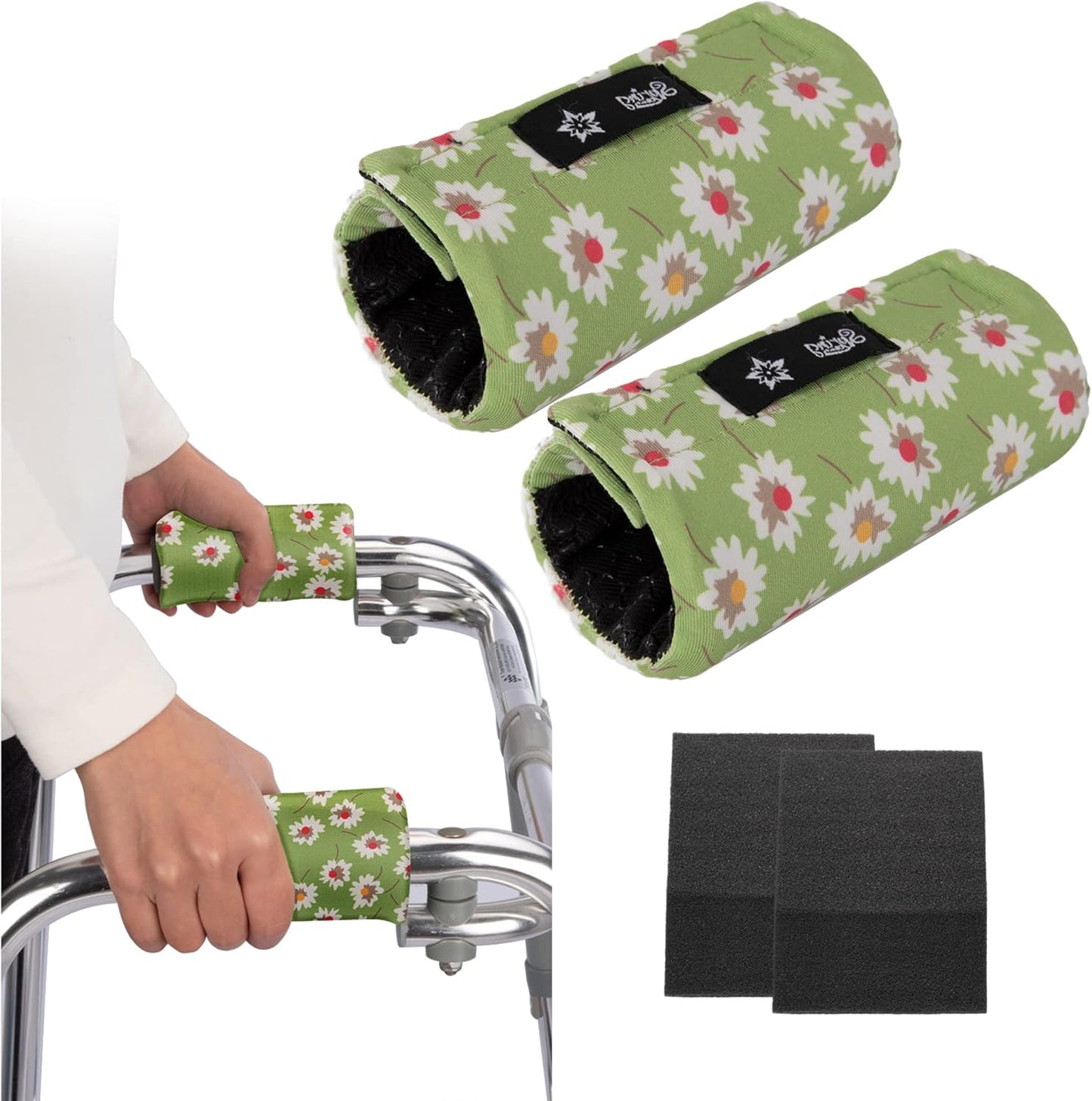Universal Walker Hand Grip Padded Covers Non-Slip Cushion Foam for Folding Wheelchair Rollator Crutch Handle Pads 2-Pack