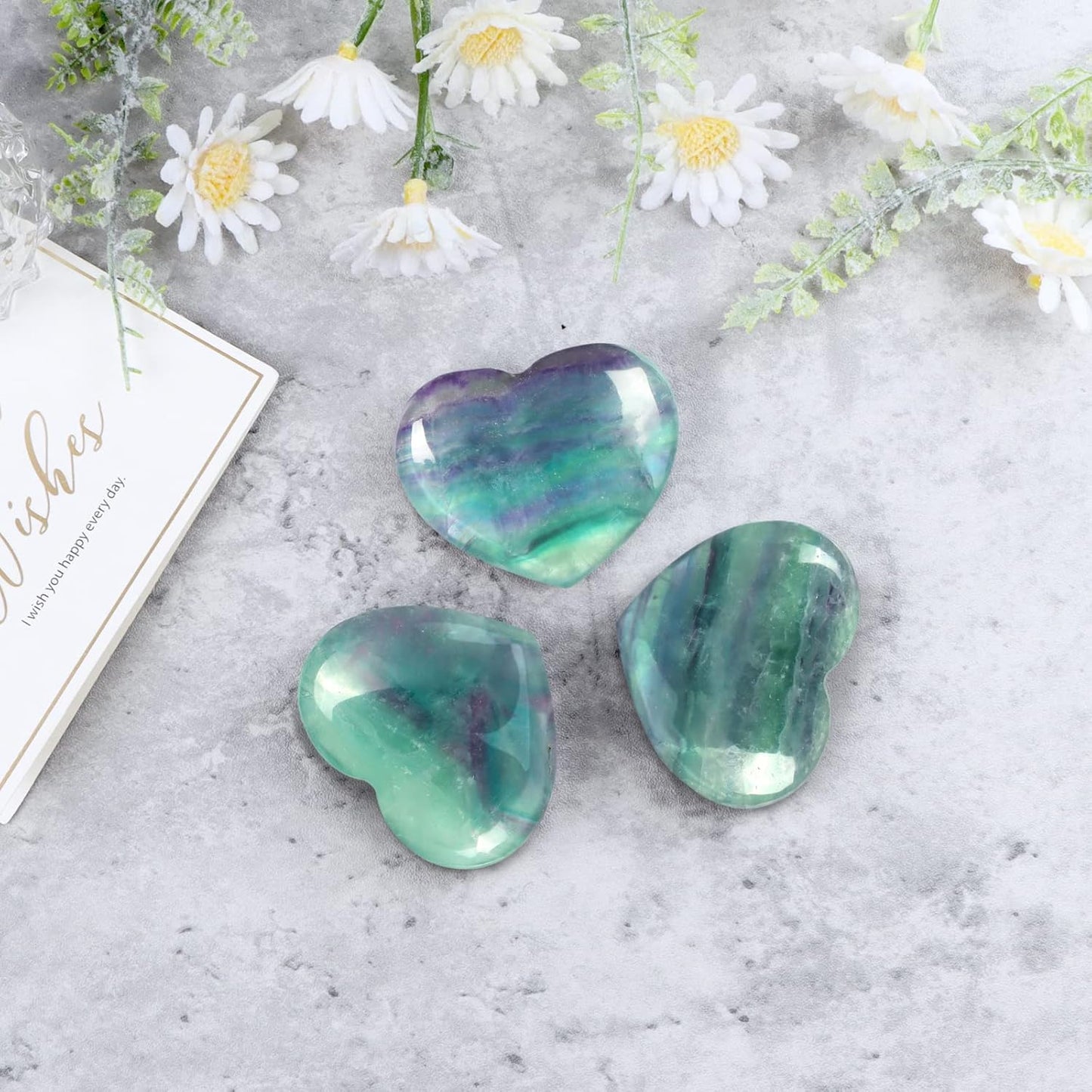 Artistone 2 Inch Rainbow Fluorite Crystal Heart Healing Crystals Heart Stones Polished Pocket Love Gemstones Chakra Reiki Energy Balancing Meditation Massag Gift