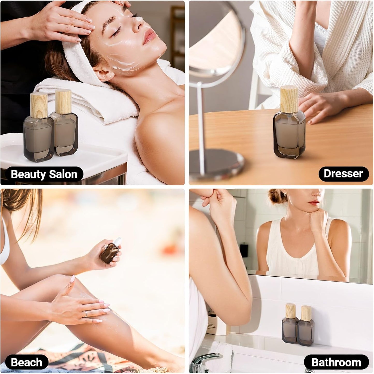 Segbeauty 1oz Glass Pump Bottle Dispenser Empty for Moisturizer, 2pcs Mini Travel Bottles Refillable, 30ml Glass Travel Containers for Cream Foundation Oils, Black Small Lotion Bottle with Pump