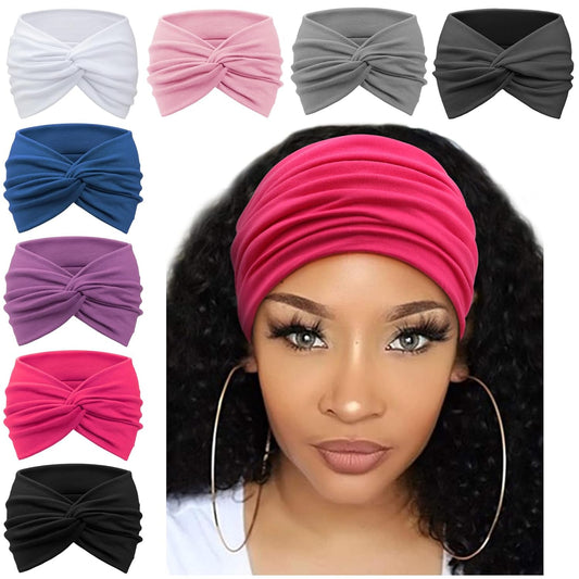 Extra Wide Headbands for Women Large Turban Headband Non Slip Boho Elastic Hairband Hair Twisted Knot Head Bands Accessories