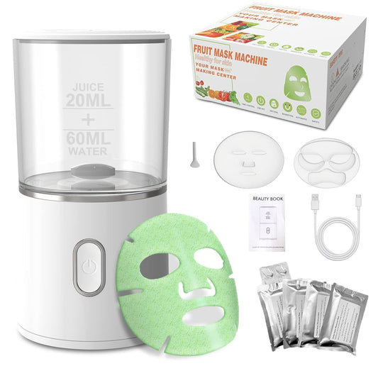 Face Mask Maker Machine, DIY Natural Fruit & Vegetable Mask with 32Pcs Collagen, Automatic Facial Skin Care Machine for SPA Treatments (Rechargeable)