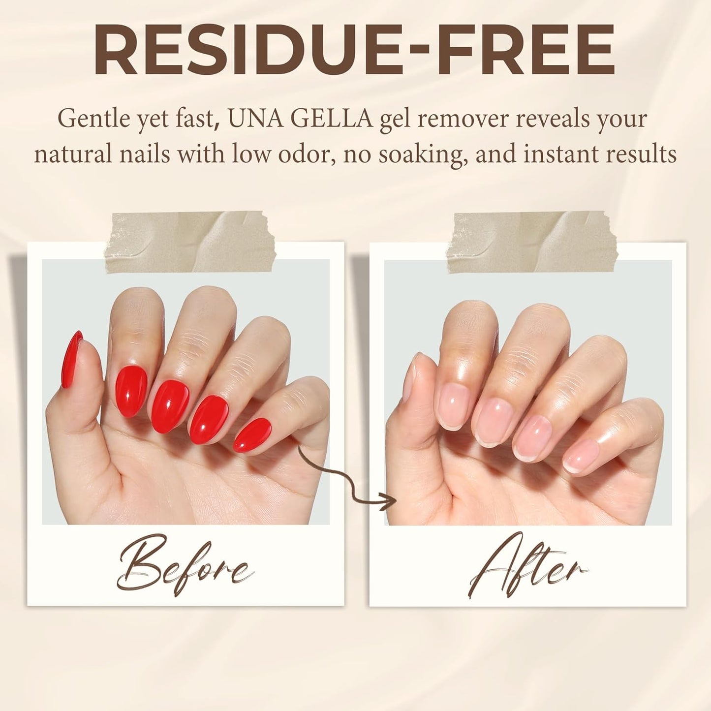 UNA GELLA Gel Polish Remover, Acetone-Free Gel Remover For Nails With Air Dry Liquid Latex Tape For Nail Care - Quick & Easy Low Odor Nail Removal Kit No Need Wrapping