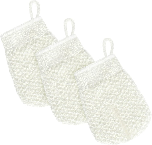 MIG4U 3 PCS Exfoliating Facial Scrubber Mitt, Face Cleanser Wash Mittens Exfoliator for Men & Women Dead Skin Cleaning Gloves