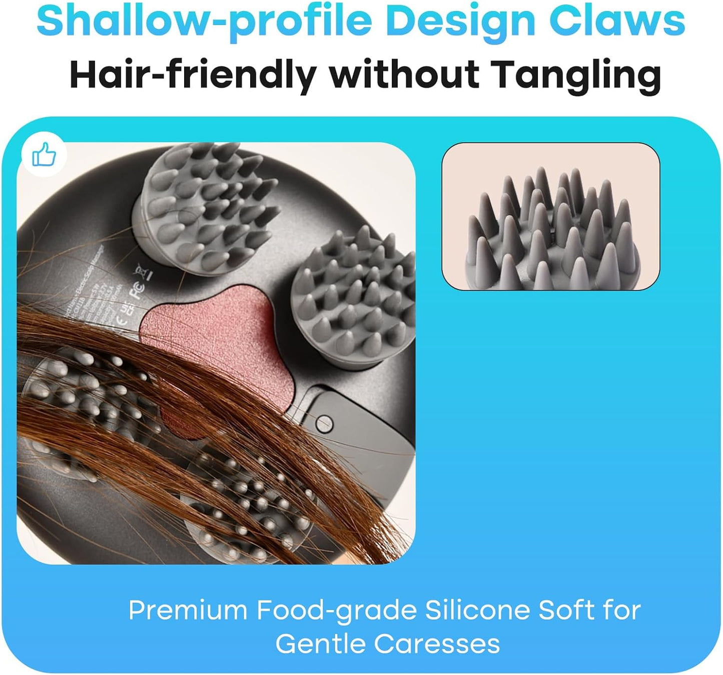 arboleaf Scalp Massager Electric, Portable Head Massager Scalp Stress Relax, Waterproof 6 in 1 Hair Massage with 8 Removable Claws, Rechargeable Hair Head Scratcher, Gifts for Her Him