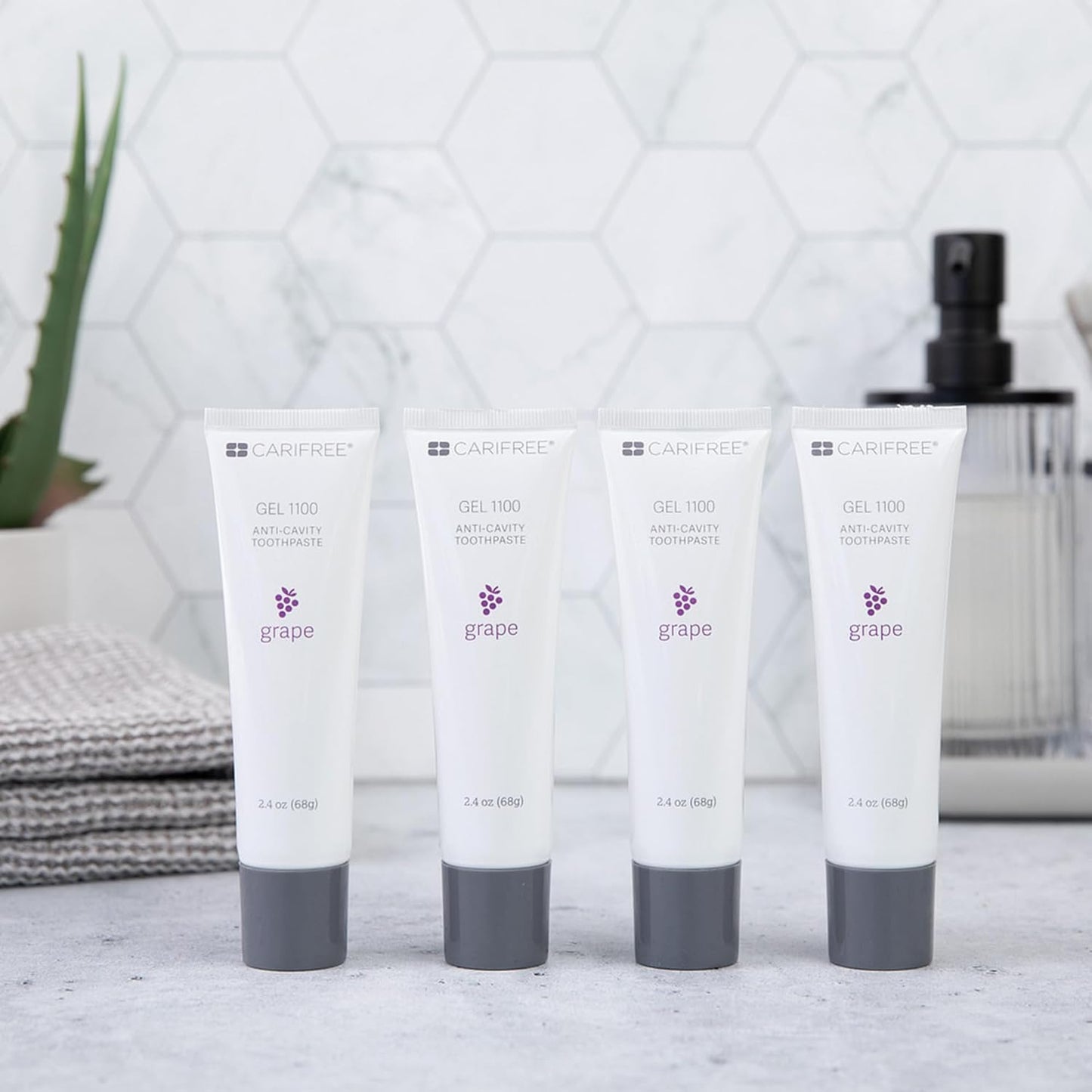 CariFree Gel 1100, Grape Flavored, Anti-Cavity Fluoride Toothpaste with Nano Hydroxyapatite for pH Neutralization, Enamel Protection, Dentist Recommended, Dentist Developed, 2.4 Ounce (Pack of 4)