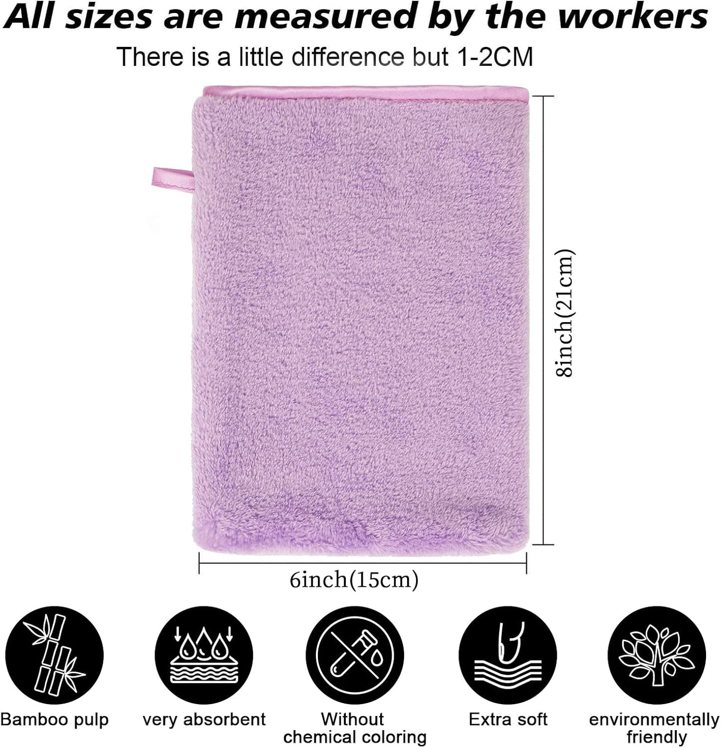 PHOGARY 10 PCS Microfiber Body Wash Mitts, Flannel Soft Face Mitten, Bath Spa Cloth, Reusable Makeup Remover Mitt Gloves, European Style Wash Cloth, 6×8inch, 10 Colors