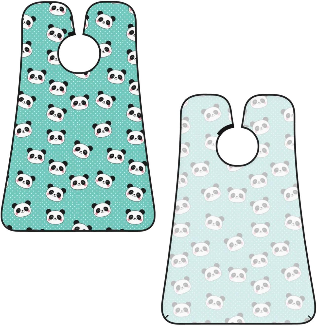 Beard Shaving Cape with Suction Cups, Kawaii Panda Face Polka Dot Teal Mint Green Shave Bib, Non-Stick Waterproof Hair Catcher, Grooming Bib for Men Husband