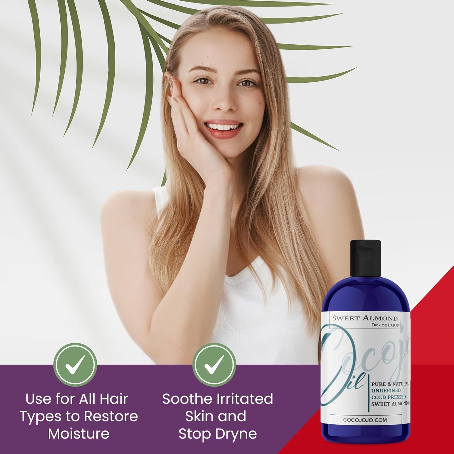 Dr Joe Lab Almond Oil 16 oz Pure Natural Sweet Almond Oil Cold Pressed Unrefined Extra Virgin - for Hair Skin Body Nail and Beard Carrier Oil for Essential Oils - Moisturizing & Nourishing