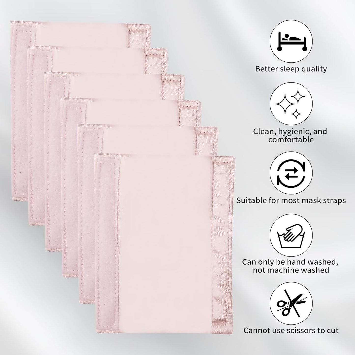 6 Pack Satin Strap Covers Breathable Strap Cushions Work for Most Headgear Straps Can Reduce The Tracks On The Face Made of Soft Fabric Face Pads