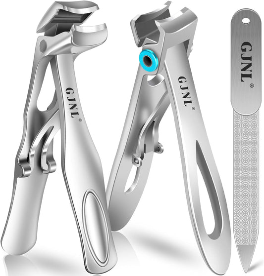 Toenail Clippers for Thick Toenails for Seniors, Angled Head Toe Nail Clippers for Seniors Men with Wide Jaw Opening, Heavy Duty Large Fingernail Clippers Adult Cutter with Catcher Long Handled