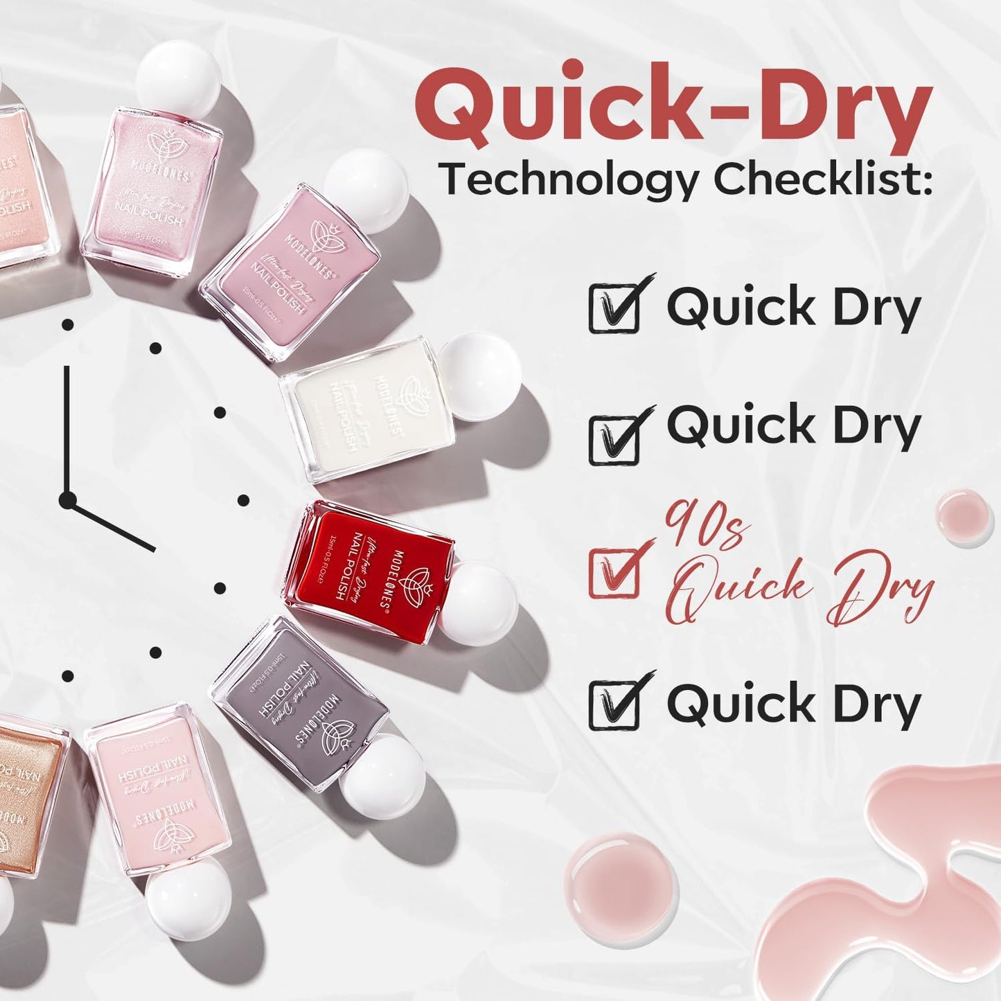 modelones Jelly Nude Nail Polish, 15 ml Jelly Natural Pink Translucent Color Quick Dry Nail Lacquer Strengthener Long Last Shine Fingernail Toe Nail Art DIY Home Travel Manicure Gift for Women Girls